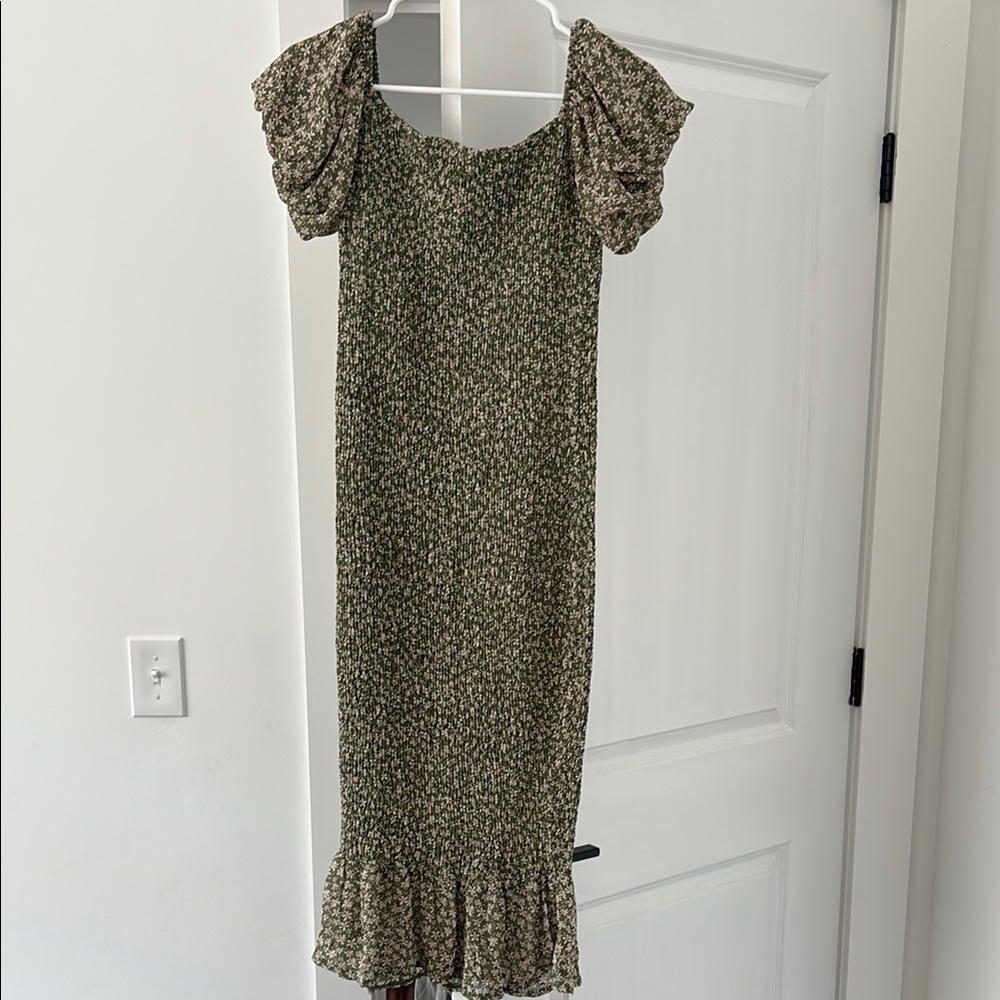 Petal & Pup Olive Floral Smocked Dress - Bump Friendly